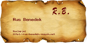 Rus Benedek névjegykártya